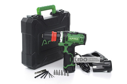 Дрель-шуруповерт Apro 12DC 12В 1,5А 2 АКБ ЗУ быстросъем в кейсе