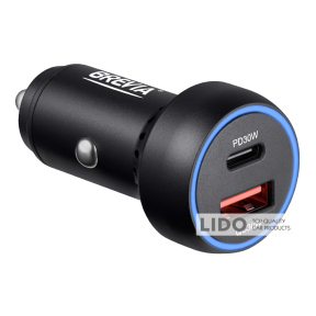 Автомобільний зарядний пристрій Brevia ePower Dual PowerMax Metal LED 60W 1xUSB-C+1xUSB-A