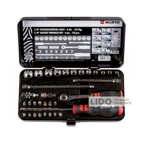 Набор головок торцевых Wurth Zebra с трещоткой 1/4