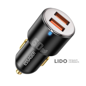 Автомобільний зарядний пристрій Essager City Dual USB-A Car Charger 60W чорний