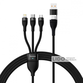 Кабель Baseus Flash Series 2 Two-for-three USB+Type-C (Micro USB+Lightning+Type-C) 100W (1.2м) черный