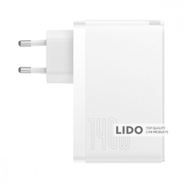 Мережевий зарядний пристрій Baseus GaN5 Pro 140W (2 x Type-C + USB) + Кабель Type-C + Type-C 240W 1m білий