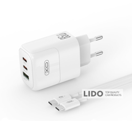 Сетевое зарядное устройство XO L139 1USB-A 45W+2USB-C 65W + Type-c кабель белый