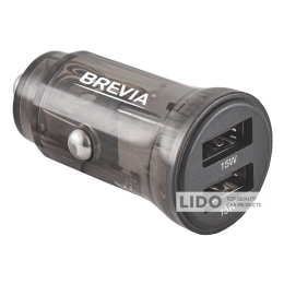 Автомобільний зарядний пристрій Brevia ePower DualDrive 15W 2xUSB-A, прозорий чорний