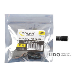 LED автолампа Solar 12V T10 W2.1x9.5d 1SMD 0,5W with lens white 10шт