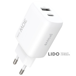 Сетевое зарядное устройство Proove Silicone Power 2 30W Type-C+USB белый