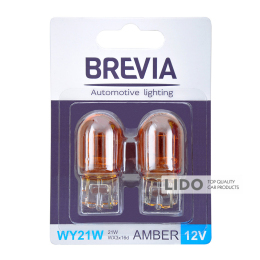 Лампа накаливания Brevia WY21W 12V 21W WX3x16d AMBER B2, 2шт