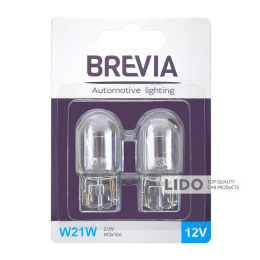Лампа накаливания Brevia W21W 12V 21W W3x16d B2, 2шт