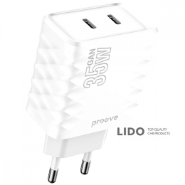 Мережевий зарядний пристрій Proove Speed Surge Gan 35W (Type-C + Type-C) білий
