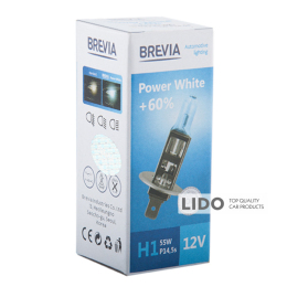 Галогеновая лампа Brevia H1 12V 55W P14,5s Power White +60% 4300K CP
