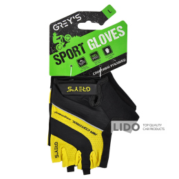 Велоперчатки Grey's с короткими пальцами и гелевыми вставками, черно-желтые L GR18343