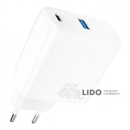 Мережевий зарядний пристрій Proove Silicone Power 45W (Type-C + USB) білий