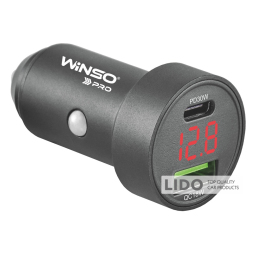 Автомобільний зарядний пристрій Winso PRO 48W 1xUSB-C+1xUSB-A, display, metal