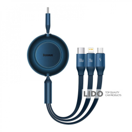 Кабель Baseus Bright Mirror 2 Series 3-in-1 (Micro USB+Lightning+Type-C) 100W (1.1m) синій
