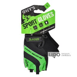 Велоперчатки Grey's с короткими пальцами и гелевыми вставками, черно-зеленые L GR18323