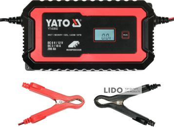 Зарядний прилад мережевий YATO з LCD дисплеєм 230В до акумуляторів 6V-2А 12V-10А, макс. 240AГод