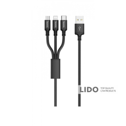 Кабель Hoco X14 Times Speed 3-in-1 (Lightning+Micro USB+Type-C) (1m) black