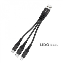 Кабель Hoco X47 Harbor 3-in-1 (Lightning+Micro USB+Type-C) (1m) black