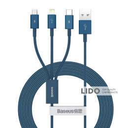 Кабель Baseus Superior Series Fast Charging 3-in-1 (Micro USB+Lightning+Type-C) 3.5A (1.5m) блакитний