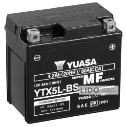 Акумулятор МОТО Yuasa 12V 4Ah MF VRLA Battery AGM (сухозаряжений) YTX5L-BS [- +]