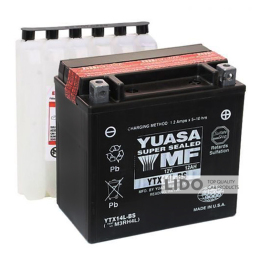 Аккумулятор МОТО Yuasa 12V 12,6Ah MF VRLA Battery AGM (сухозаряжений) YTX14L-BS [- +]