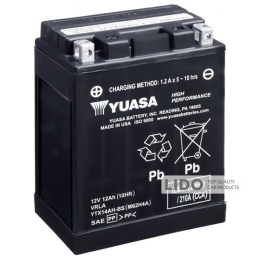 Аккумулятор МОТО Yuasa 12V 12,6Ah High Performance MF VRLA Battery AGM (сухозаряжений) YTX14AH-BS [+ -]