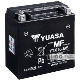 Аккумулятор МОТО Yuasa 12V 14,7Ah MF VRLA Battery (сухоззаряженный) YTX16-BS [+ -]
