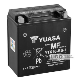 Акумулятор МОТО Yuasa 12V 14,7 Ah MF VRLA Battery (сухозаряжений) YTX16-BS-1 [+ -]
