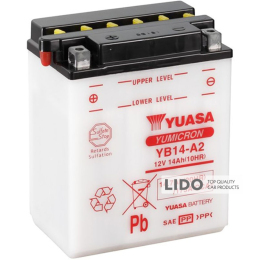 Аккумулятор МОТО Yuasa 12V 14,7Ah  YuMicron Battery (сухозаряжений) YB14-A2 [+ -]