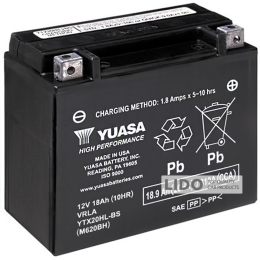 Аккумулятор МОТО Yuasa 12V 18,9 Ah High Performance MF VRLA Battery AGM (сухозаряжений) YTX20HL-BS [- +]