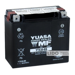 Аккумулятор МОТО Yuasa 12V 18,9Ah MF VRLA Battery (сухозаряжений) YTX20-BS [+ -]