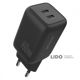 Мережевий зарядний пристрій Proove Silicone Power 40W (Type-C + Type-C) чорний