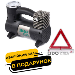 Компресор автомобільний Uragan 10Атм 40л/хв 170Вт 90210 + знак аварійної зупинки