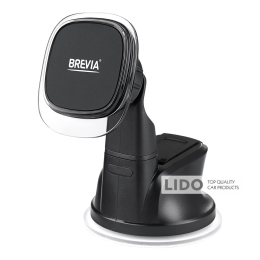 Держатель телефона автомобильный Brevia DashFix СrystalMag с присоской, 4 магнита, черный