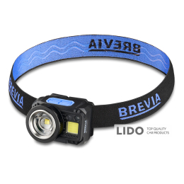 Фонарь налобный Brevia 500Lm, 3W CREE XPG+COB, 1200mAh/3xAAA, Zoom, с сенсором белый/красный