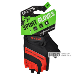 Велоперчатки Grey's с короткими пальцами и гелевыми вставками, черно-красные М GR18332