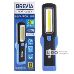 Фонарь инспекционный Brevia LED Інспекційна ламп 3W COB+1W LED 300lm, IP20, IK05,3xAA 11440
