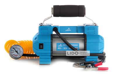 Автомобильный компрессор 12 Atelie 35л/мин 8,2Атм двухпоршневой с зажимами АКБ, LED-фонарем