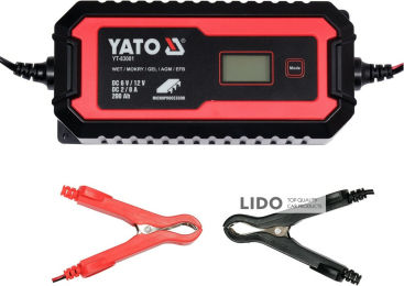 Зарядний прилад мережевий YATO з LCD дисплеєм 230В до акумуляторів 6V-2А 12V-8А, макс. 240 AГод