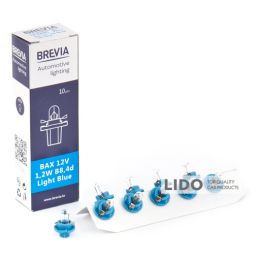 Лампа накаливания Brevia BAX 12V 1.2W B8.4d Light Blue CP