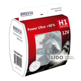 Галогеновая лампа Brevia H1 12V 55W P14.5s Power Ultra +60% S2