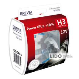 Галогеновая лампа Brevia H3 12V 55W PK22s Power Ultra +60% S2
