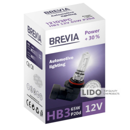 Галогеновая лампа Brevia HB3 12V 65W P20d Power +30% CP