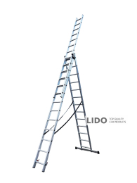 Лестница трехсекционная алюминиевая GTM KME313 3x13 ступеней 3,53-8,93м