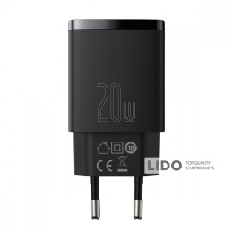 Сетевое Зарядное Устройство Baseus Compact Quick Charger 20W QC+ PD (1Type-C+1USB) черный