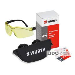 Окуляри захисні Wurth Premium жовті набір з футляром та серветками