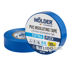Стрічка ізоляційна ПВХ Molder 0,13x19мм 30м синя, професійна, вогнетривка