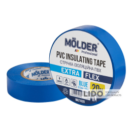 Стрічка ізоляційна ПВХ Molder 0,13x19мм 20м синя, професійна, вогнетривка