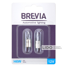 Лампа розжарювання Brevia H6W 12V 6W BA9s 2шт