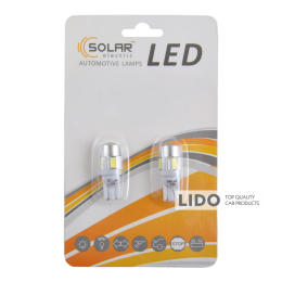 LED автолампа Solar 12V T10 W2.1x9.5d 6SMD 5630 with lens white, 2шт